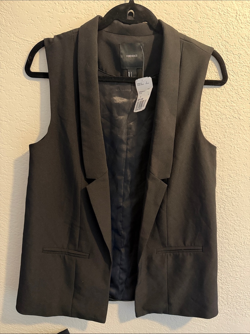Forever 21 Black Sleeveless Draped Blazer Vest